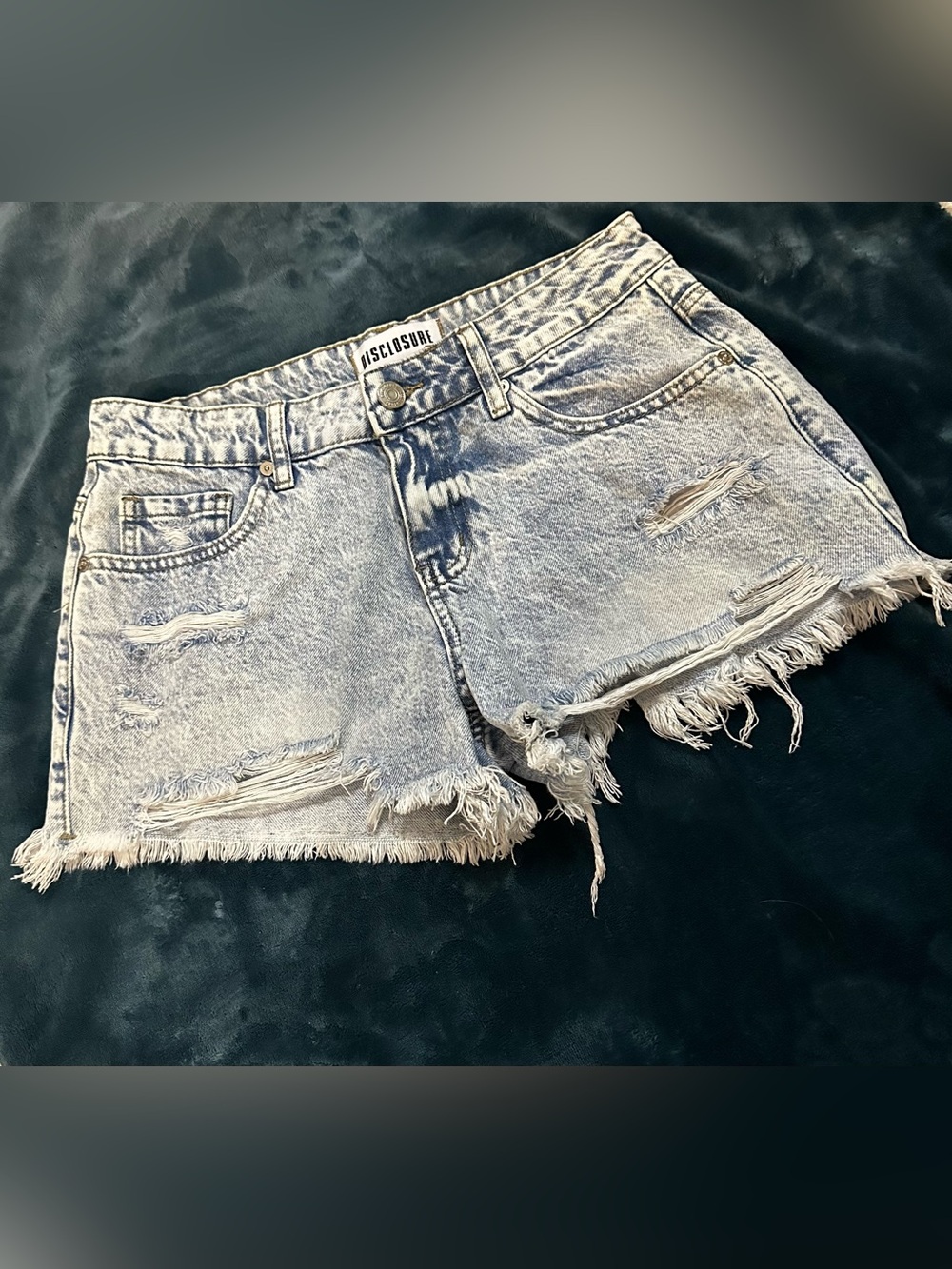 Disclosure Light Wash Distressed Cutoff Denim Shorts